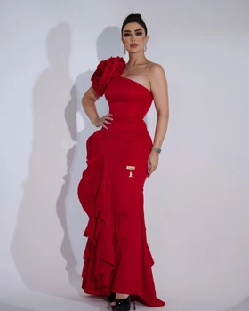 Платье для выпускного вечера Epoch для официальных мероприятий, Элегантное вечернее платье с рюшами и 3D цветами на одно плечо для сексуальных женщин 2024
