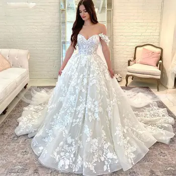 Пышные свадебные платья с аппликацией на плечах, свадебное платье принцессы длиной до пола, платье невесты, сшитое на заказ, Vestido De Novia для женщин
