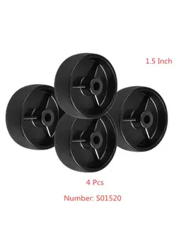 (4 упаковки) Колесики 1,5-дюймовые из черного полипропилена с одним колесом, Легкая пластиковая гладкая мебель диаметром 40 мм