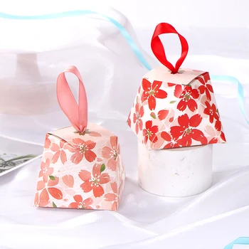 5 шт. Красивая упаковка в форме ромба с вишневым цветом Коробка конфет Картонные принадлежности для вечеринок Изысканный Креативный Привлекательный Шик