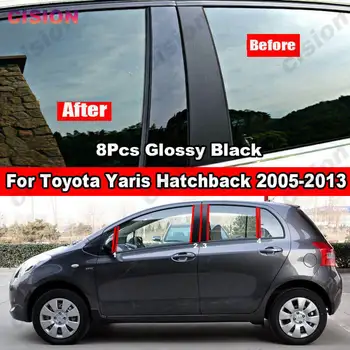 8x Автомобильная Оконная Дверная Колонна BC Pillar Post Накладка Для Toyota Vitz Yaris XP90 Хэтчбек 2005-2013 Углеродное Волокно Черная Наклейка Для ПК