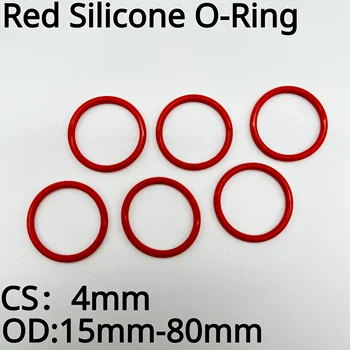 OD: 15 мм-80 мм CS: 4 мм Красное силиконовое уплотнительное кольцо Из пищевого силикона, Водонепроницаемое Термостойкое Красное уплотнительное кольцо