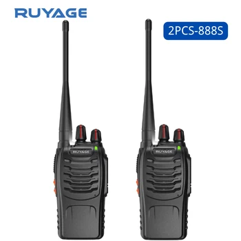 Ruyage 888s 2шт Портативная рация UHF 400-470 МГц Двухстороннее радио большой дальности, 16 каналов, настольная зарядка с гарнитурой