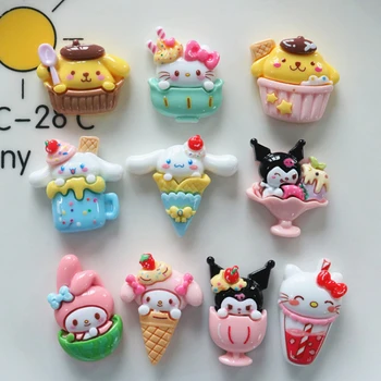 Sanrio Мультяшное Мороженое Hello Kitty Kuromi Cinnamoroll My Melody Магнит На Холодильник Кухонный Декор Милая Наклейка На Холодильник Сувенир