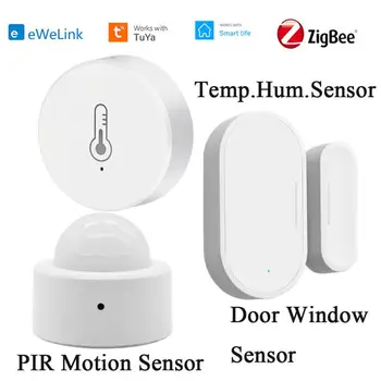 Tuya/eWeLink Zigbee Умный датчик температуры и влажности/Мини-датчик движения PIR/Дверной Оконный детектор с управлением через Smart Life