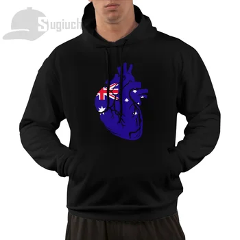 Австралия Анатомическая Форма сердца Флаг страны Хлопковый Пуловер Толстовка Мужчины Женщины Унисекс Толстовка в стиле хип-хоп