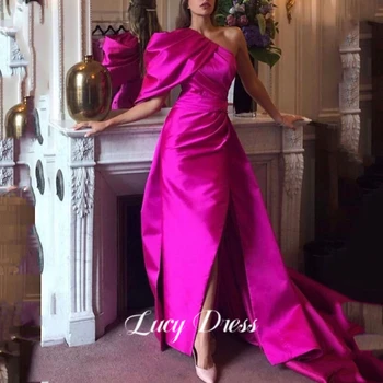 Атласное женское вечернее платье для вечеринок, элегантные роскошные розово-красные длинные платья знаменитостей для свадебных вечеринок и мероприятий