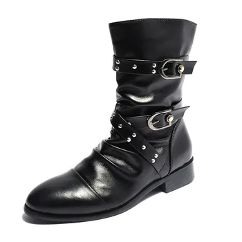 Британский дизайн, мужские повседневные мотоботы для ночного клуба, обувь из натуральной кожи с высоким берцем, черные длинные botas masculina sapatos, мужские