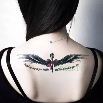 Водонепроницаемые временные татуировки Наклейки крылья английская буква Поддельная татуировка Флэш-тату на спине, ноге, руке, животе большого размера для женщин, мужчин, девушек