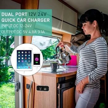 Двойная Автомобильная Розетка USB Power Outlet Quick Car для Легкового Автобуса RV Boats
