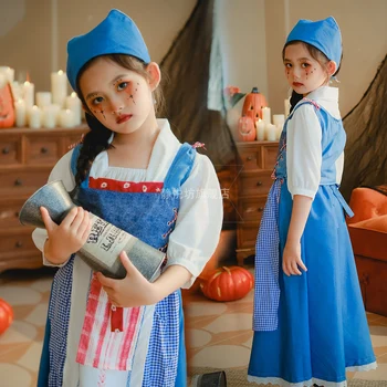 Детская одежда в пасторальном стиле, ретро платье для косплея горничной, 5 предметов, средневековое французское поместье, платье горничной, костюмы на Хэллоуин для детей