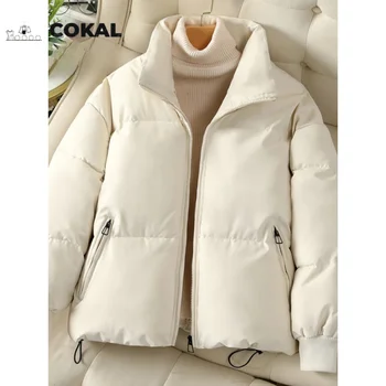 Женская куртка COKAL, короткое пальто на молнии, топ, корейская мода, зимнее новое свободное тонкое теплое пальто для хлеба