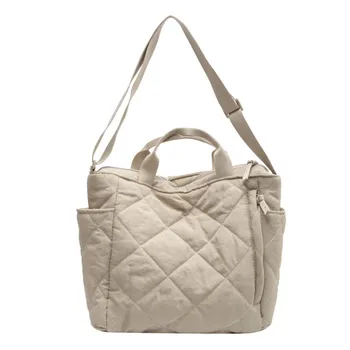 Женская нейлоновая простая и стильная сумка через плечо в ромбовидную клетку для ежедневных поездок на работу большой емкости