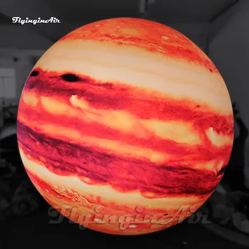 Замечательный большой подвесной надувной шар Юпитера с подсветкой, планета Солнечной системы, воздушный шар со светодиодной подсветкой для шоу космической тематики