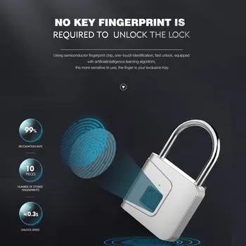 Замок Отпечатков пальцев USB Перезаряжаемая Литиевая Батарея Водонепроницаемый Бесключевой Безопасный Прочный Интеллектуальный Электронный Дверной Замок Lluggage