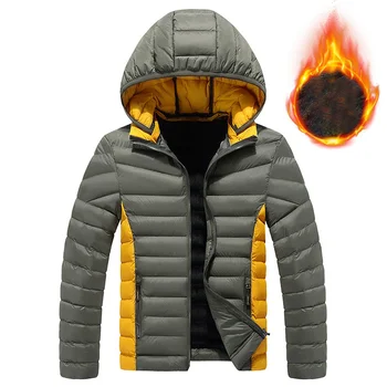 Зимняя мужская куртка из плотного флиса с капюшоном, теплые парки, Уличное ветрозащитное хлопчатобумажное пальто на пуху, мужские