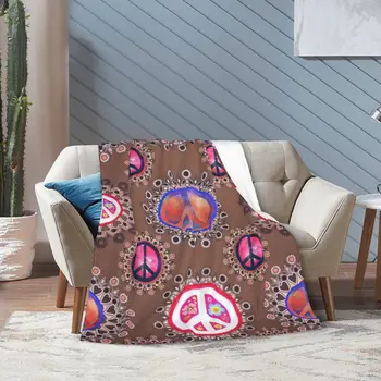 Знаки мира в стиле хиппи, Фланелевое флисовое одеяло Для детей, подростков, взрослых, Мягкое Уютное Теплое Пушистое