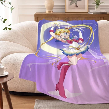 Изготовленное на Заказ Аниме Одеяло Диван Зима S-Sailor Moons Теплая Кровать На Коленях Флис Кемпинг Ворс Фланелевые Пушистые Мягкие Одеяла Постельное Белье Из Микрофибры