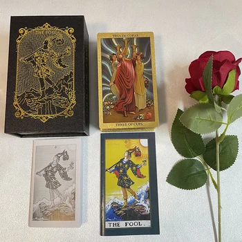 Испанская золотая фольга в коробке, колода карт Таро, пророчества для начинающих с путеводителем на двух языках, 12x7 см Toro Taro