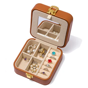 Кожаная коробка для хранения ювелирных изделий Коробка для хранения ювелирных изделий большой емкости для нескольких ожерелий Колец браслетов xobw