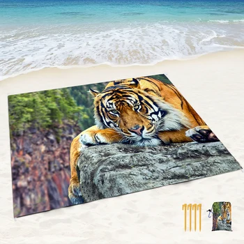 Король леса, дикий тигр, Пляжное одеяло, пескостойкий пляжный коврик, Водонепроницаемый быстросохнущий коврик для пикника на открытом воздухе для путешествий, походов