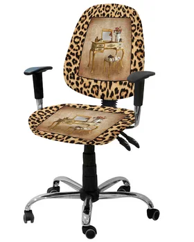 Леопардовый принт, Текстура кожи животного, Туалетный столик, Эластичный чехол для кресла, Съемный Чехол для офисного кресла, Разрезные Чехлы для сидений