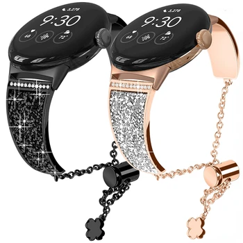Металлический ремешок с бриллиантами для спортивных часов Google Pixel Watch, женский регулируемый сменный браслет, ремешок для часов Google Pixel watch