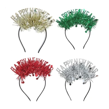 Мишурная повязка на голову Реквизит для фотосессии Забавный обруч для волос с мишурой 2024 для вечеринки в честь Нового Года Прямая поставка