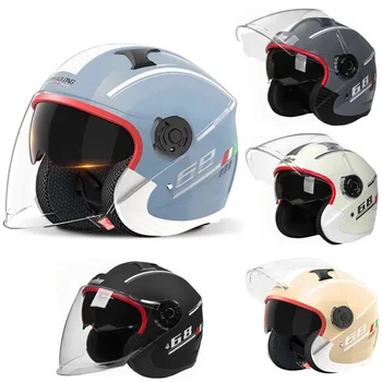 Мотоциклетный шлем с двойными линзами, солнцезащитный шлем для взрослых, всесезонный универсальный полушлем, защитный шлем для скутера Capacete Moto