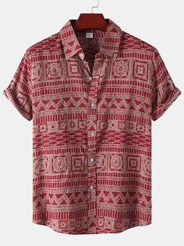 Мужские гавайские рубашки С летним цветочным принтом, рубашка с коротким рукавом и пуговицами, повседневные топы для тропического отдыха, пляжные топы в стиле аниме