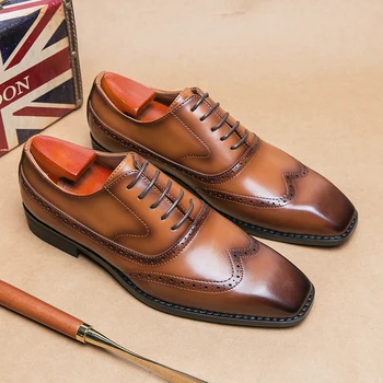 Мужские модельные туфли в британском стиле 2023, Роскошные Кожаные Туфли с перфорацией типа 