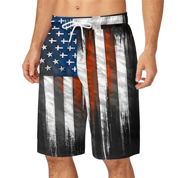 Мужские Патриотические плавательные шорты Quick Dry Beach Board с карманами - Дизайн с Американским флагом для летних развлечений и купального костюма