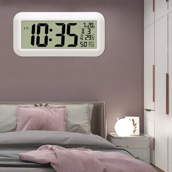 Настенные Цифровые часы С индикацией даты и температуры, Электронный будильник с отключением звука, Подходящие для гостиной, спальни, настенные часы