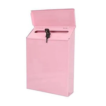 Настенный почтовый ящик, Запирающийся почтовый ящик, Настенный коллекционный ящик, Фермерский почтовый ящик С ключом, подходит для домашнего офиса, Розовый
