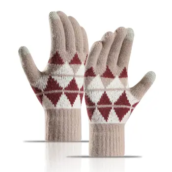 Новые вязаные перчатки для мужчин и женщин на осень и зиму с флисом, утолщенные, холодостойкие, для велоспорта с сенсорным экраном, теплые перчатки для пальцев
