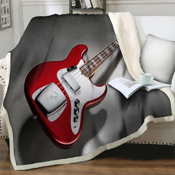 Одеяло с рисунком большой гитары в стиле ретро, мягкие плюшевые пледы для дивана в спальне, теплые покрывала для дивана, одеяла для пикника, покрывало для сна