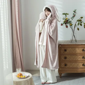 Однотонная накидка Корейская накидка с заячьими ушками, одеяло, Фланелевая шаль, одеяло, одеяло для кондиционера, одеяло для сна, одеяло для дивана, домашняя шапка