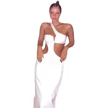 Открытое асимметричное платье Макси, женское летнее платье на одно плечо, Элегантные Сексуальные платья для вечеринок, пляжные наряды, Vestidos