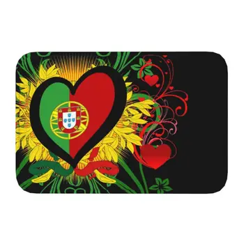 Подарки в виде сердца с флагом Португалии, Противоскользящий коврик для кухни, ванной комнаты, коврик для приветствия, ковер для входной двери в гостиную, коврик для ног