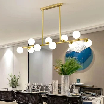Простые светодиодные подвесные светильники Bubble Ball с длинной полосой, люстра в скандинавском стиле, современная минималистичная креативная ресторанная лампа Magic Bean Iron G9