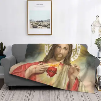 Религиозное Вязаное одеяло с Иисусом, Флисовое Одеяло с принтом Христа, Девы Марии, Иисуса, Супер Теплые Одеяла для домашнего дивана, Одеяло для спальни