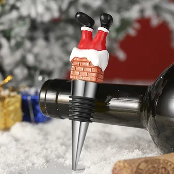 Рождественская винная пробка Санта-Клауса, головка и ножка из смолы, пробка из цинкового сплава для винной пробки, подарок