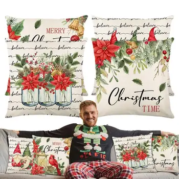 Рождественские наволочки, Рождественский декор, наволочки многоразового использования, Рождественский чехол для подушки, Рождественский декор, наволочки для дома