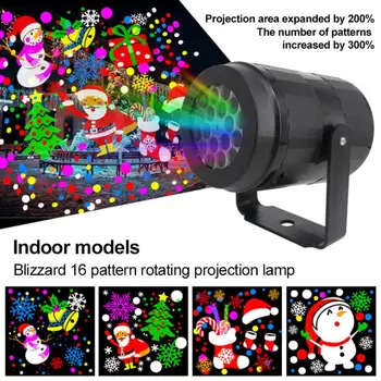 Светодиодные Проекторные Огни Snowflake EU / US / Uk 16 Моделей Рождественской Проекции Крытый Открытый Светильник Snow Spotlight Для Рождественского Декора