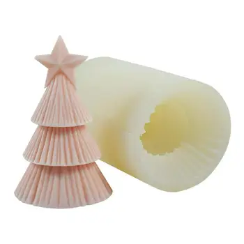Силиконовая форма для 3d Рождественской елки, 3D силиконовая форма для сосны, Ароматерапевтическая свеча, мыло, Помадка, торт, Шоколадная звезда, форма для дерева