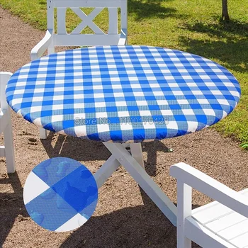 Синяя круглая скатерть в форме сетки, простая и атмосферная скатерть для дома, семьи, Водонепроницаемое маслостойкое покрытие для стола, подходящее 120 см