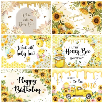 Фон для фотосъемки 1-го дня рождения ребенка Honey Bee, золотые блестящие желтые подсолнухи, фон для фотосъемки душа новорожденного