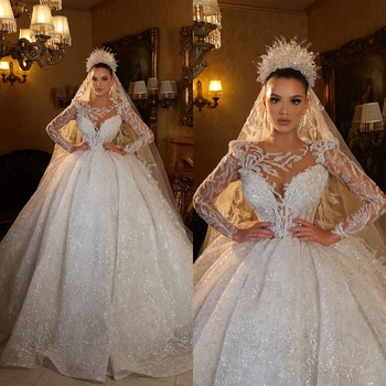 Элегантное Свадебное платье Illusion Sweetheart с круглым вырезом, свадебные платья для вечеринок, расшитые бисером и пайетками, сшитые на заказ Vestidos De Novia